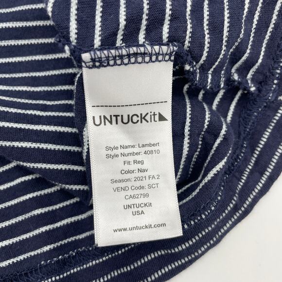 UNTUCKit Lambert Shirt Mens Size M Blue Striped Long Sleeve Pull Over Crew Neck - Picture 4 of 6